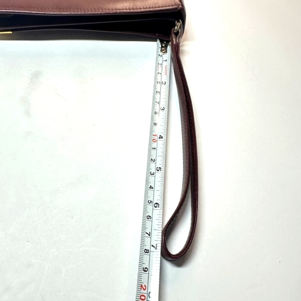 Cartier Authentic Burgundy Leather Clutch Wristlet with Gold Accents - Picture 15 of 16